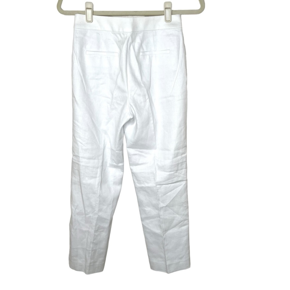 NEW WITH TAGS J. Crew White Kate Straight Leg Stretch Linen Blend Pants Petite 0 - Picture 5 of 8